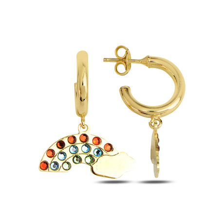 925 Sterling Silver Rainbow Drop Earrings - Vibrant Swarovski Crystals