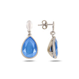 Sterling Silver Topaz & Heart Swarovski Dangle Earrings