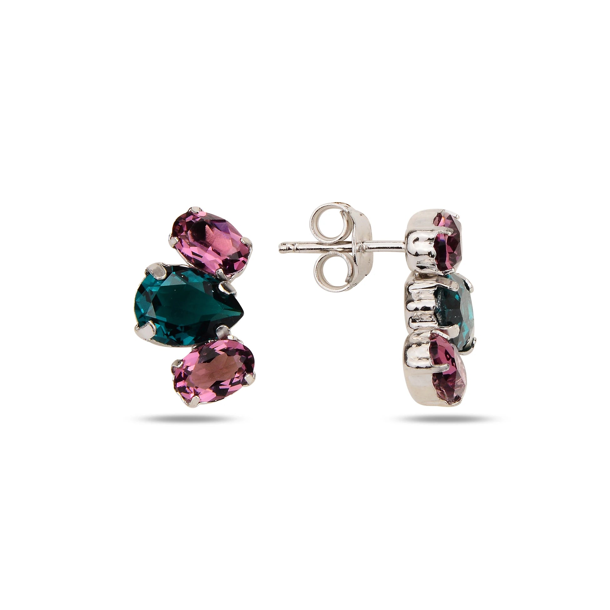 Elegant Rounded Trio Earrings - Polished Metal Everyday Chic