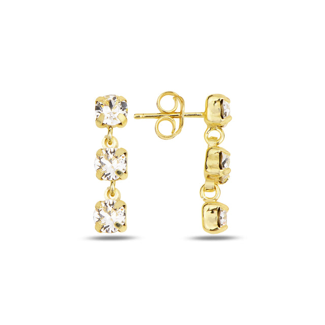 Sparkling Mini Drop Earrings - Trio Design for Effortless Elegance