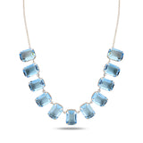 Sterling Silver Emerald Cut Swarovski Crystal Necklace - Modern Statement