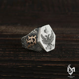 Sterling Silver Men's Ring - Majestic Double-Headed Eagle