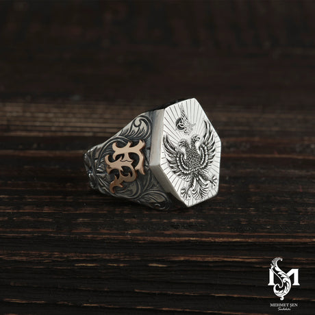 Sterling Silver Men's Ring - Majestic Double-Headed Eagle