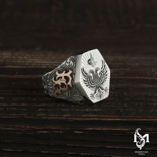 Sterling Silver Men's Ring - Majestic Double-Headed Eagle