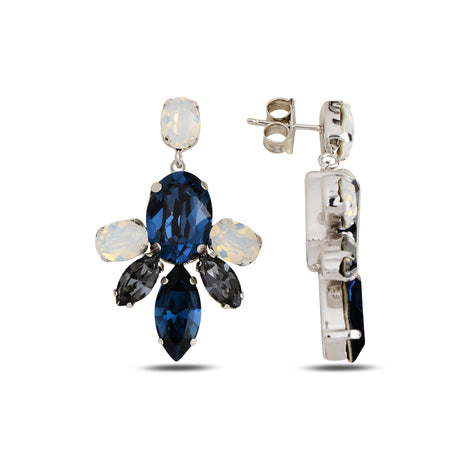 Swarovski Crystal Sterling Silver Drop Earrings - Floral Bloom