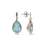 Sterling Silver Topaz & Heart Swarovski Dangle Earrings