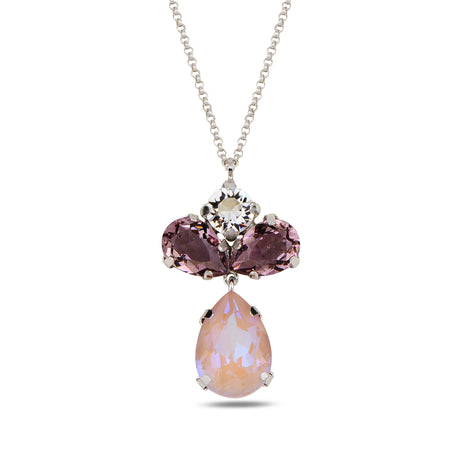 Sterling Silver Flora Necklace - Marquise Swarovski, Rose Gold Plated