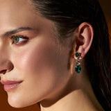 Sparkling Blue Stone Hoop Earrings - Elegant Long Design