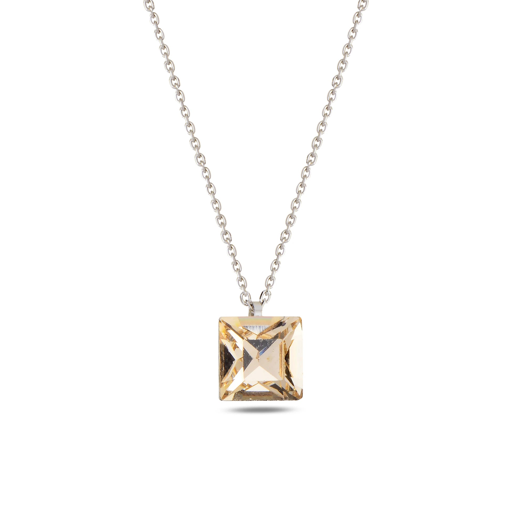 Multi-Cut Natural Stone Inspired Square Necklace - Romantic Design