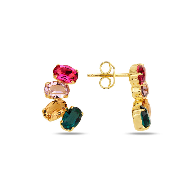 Rounded Elegance Line Earrings - Contemporary Chic Design