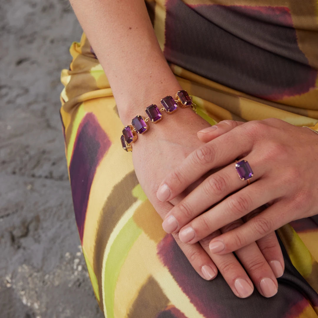 Emerald-Cut Crystal Cocktail Ring - Modern Oval Statement