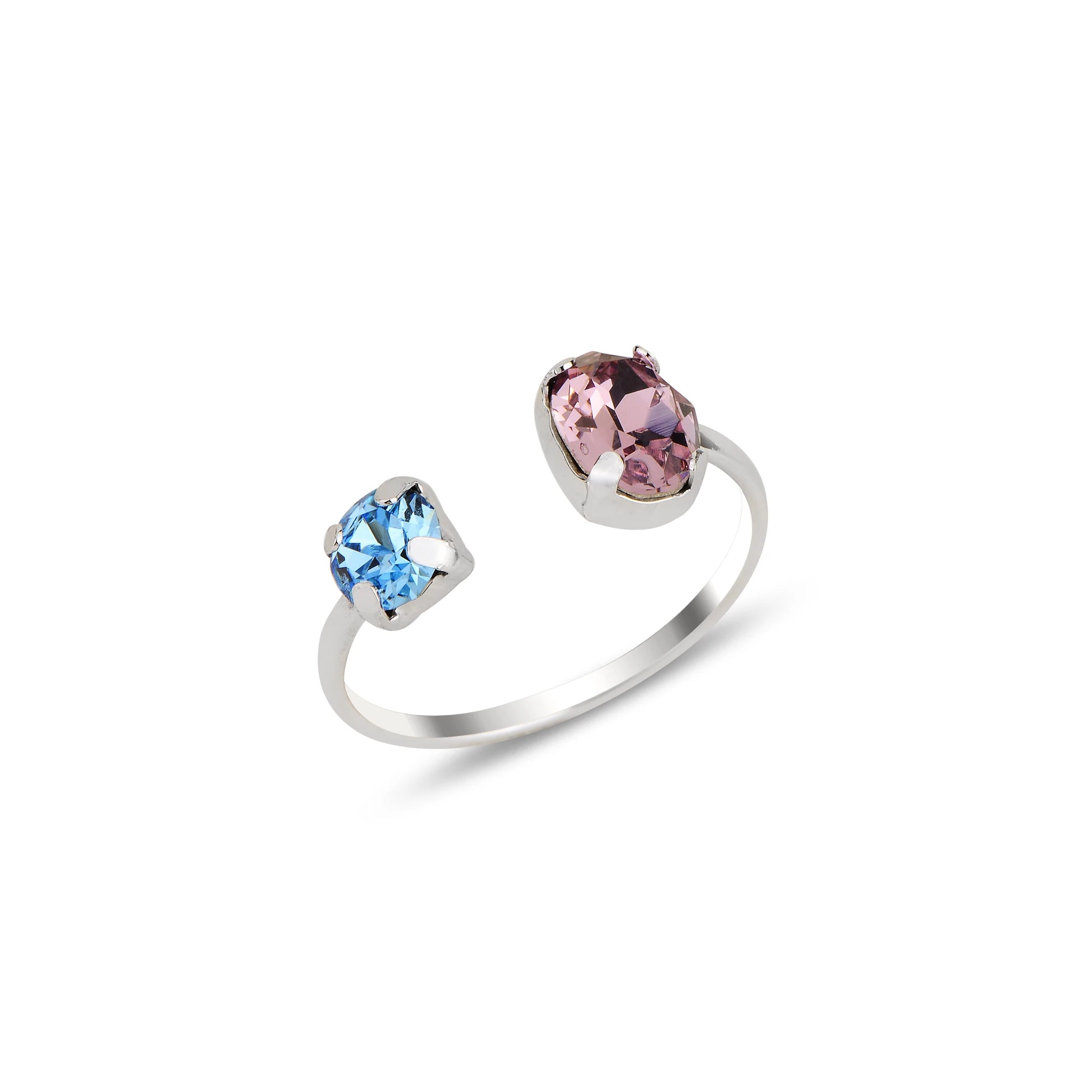 Sterling Silver Oval Swarovski Crystal Ring - Simple & Elegant