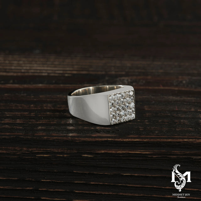 Sterling Silver Men's Ring - Bold Gemstone Design
