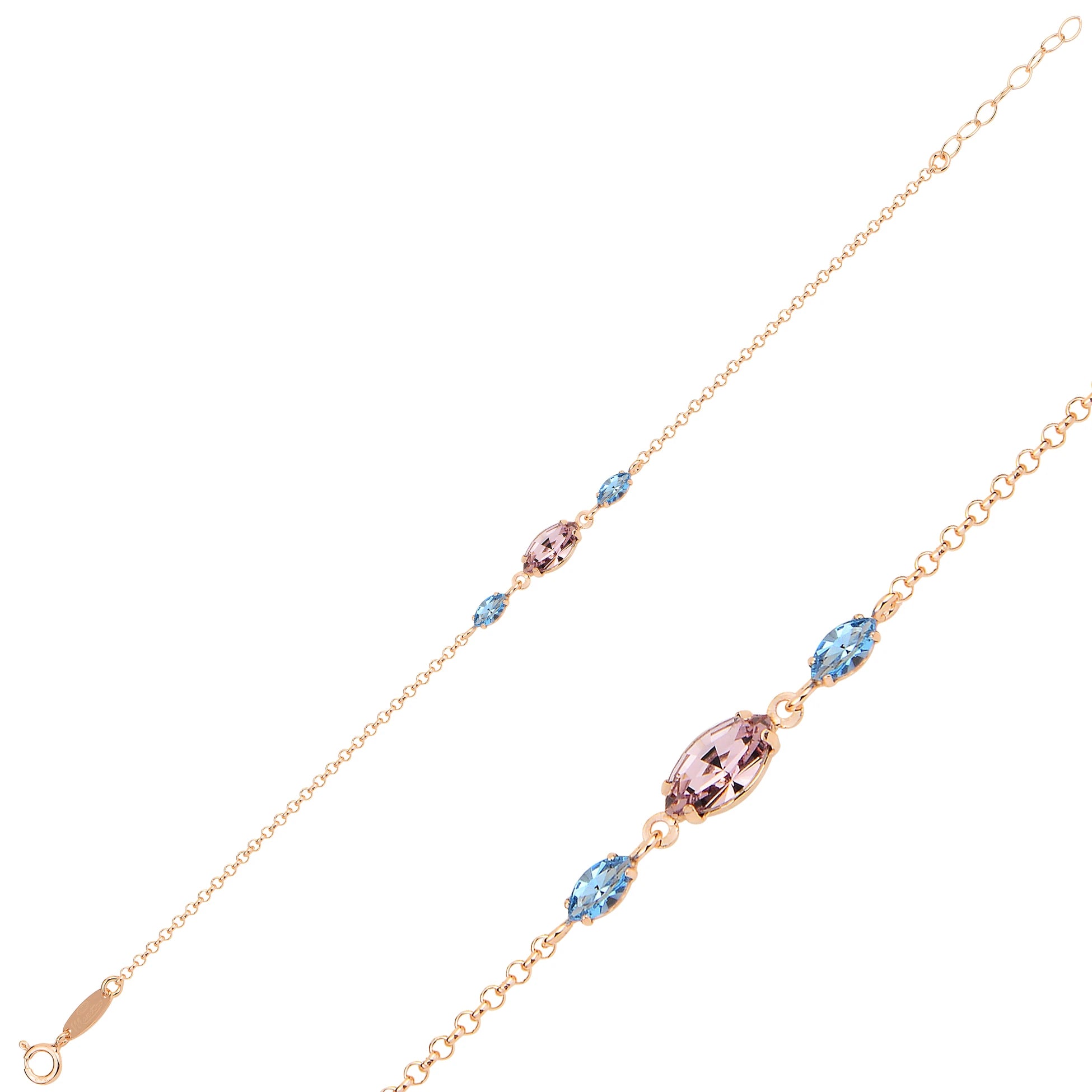 925 Sterling Silver Minimalist Bracelet - Marquise Swarovski Crystal