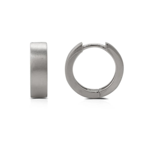 Sterling Silver Thick Flat Hoop Earrings - Sleek Minimalist Design