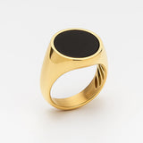 18K Gold Plated Onyx Stone Ring - Sophisticated & Enduring Design