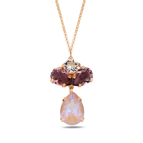 Sterling Silver Flora Necklace - Marquise Swarovski, Rose Gold Plated