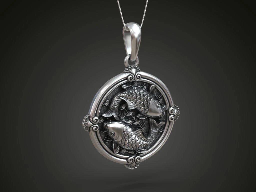 Prémiový řemeslný náhrdelník s přívěskem Yin Yang Koi ryby