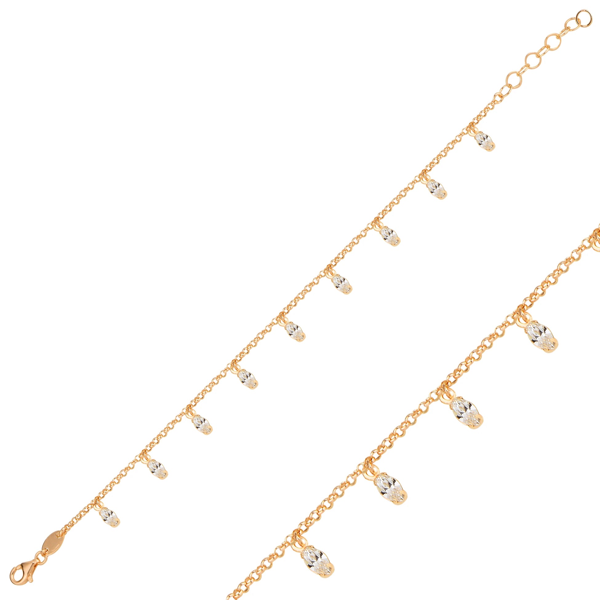 Sparkling Sterling Silver Marquise Crystal Dangle Bracelet