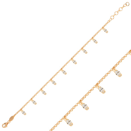 Sparkling Sterling Silver Marquise Crystal Dangle Bracelet