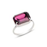 Emerald-Cut Crystal Cocktail Ring - Modern Oval Statement