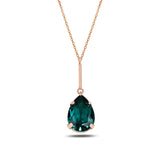 Rhodium Plated Sterling Silver Pear Pendant Necklace - Swarovski Crystal
