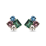 Mixed Cut Gemstone Palette Earrings - Romantic Design