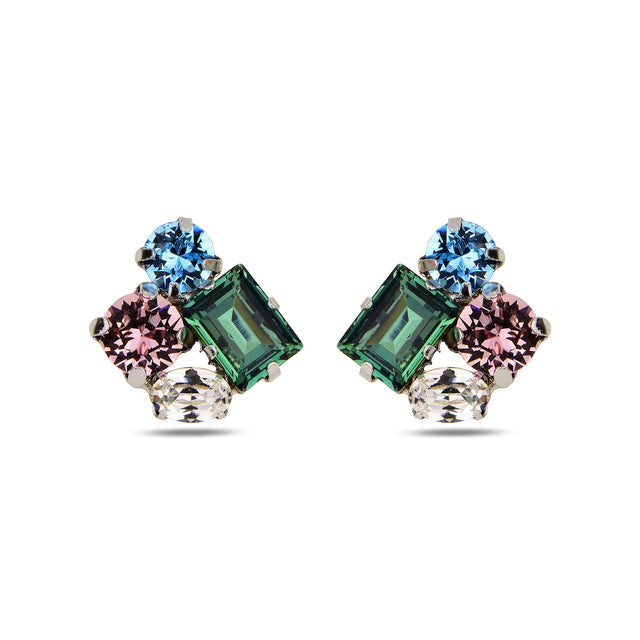 Mixed Cut Gemstone Palette Earrings - Romantic Design