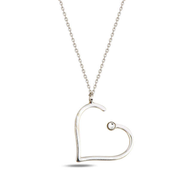 Yellow Gold Plated Sterling Silver Heart Pendant Necklace with Swarovski Crystals