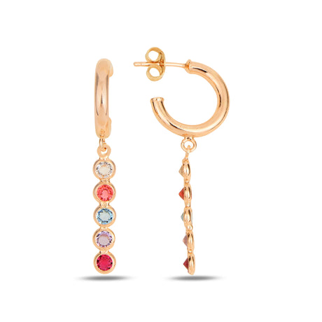 Vesta Colorful Dangling Hoop Earrings - Minimalist Chic