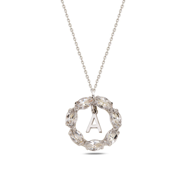 Sterling Silver Letter Necklace with Marquise Swarovski Crystals