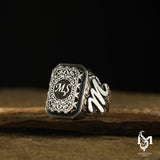 Sterling Silver Men's Initial Ring - Personalized Bold Statement