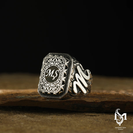 Sterling Silver Men's Initial Ring - Personalized Bold Statement