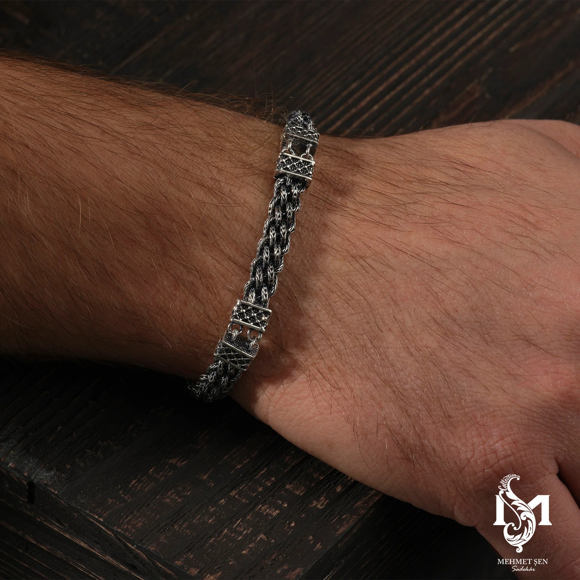 Sterling Silver Men's Bracelet - Artisanal Braided Rope Design