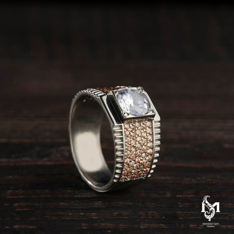 Sparkling Zircon Stone Sterling Silver Ring - Classic & Elegant