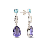 Rhodium Plated Sterling Silver Pear Swarovski Crystal Earrings - Dazzling