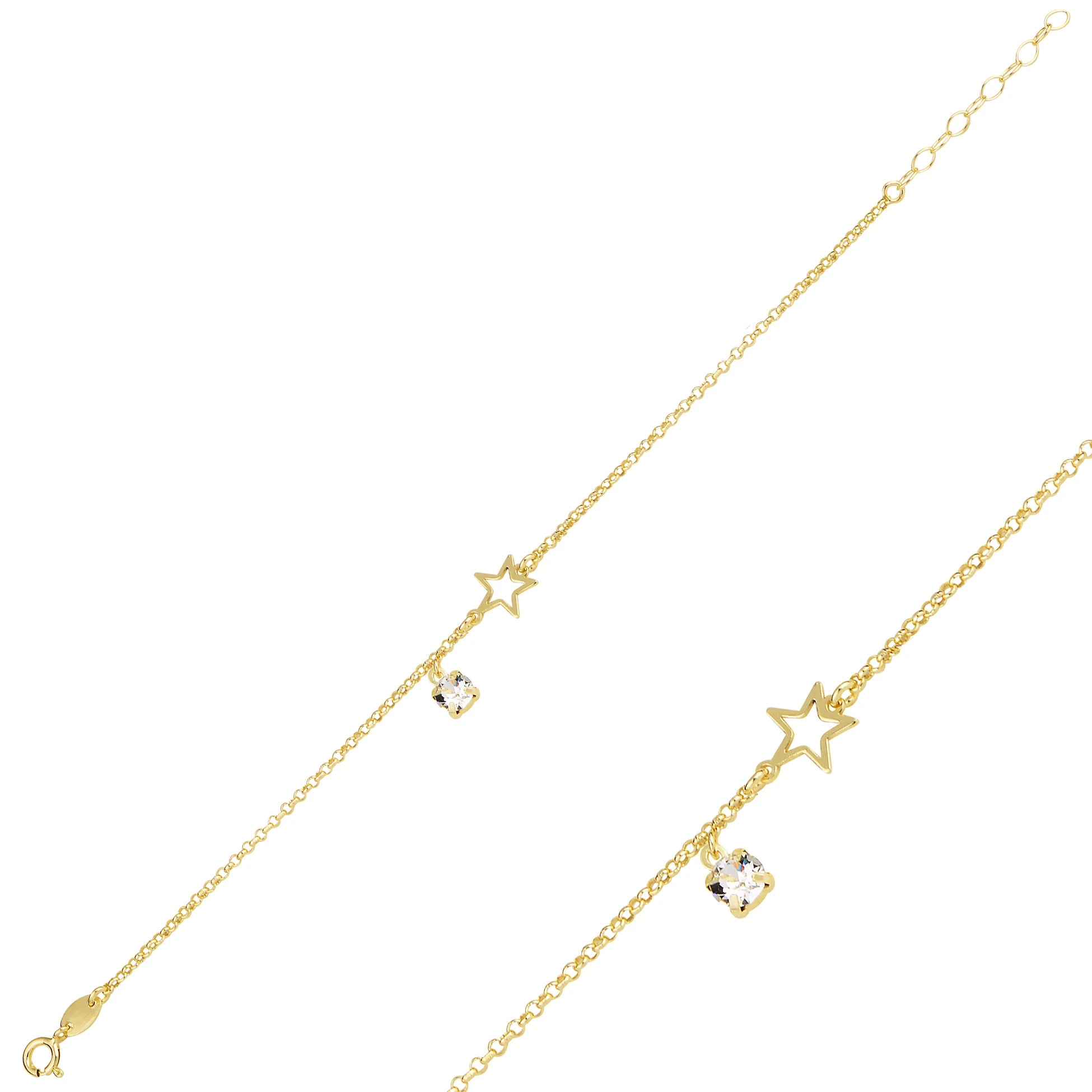 Rose Gold Plated Sterling Silver Bracelet - Star Design with Swarovski Crystals