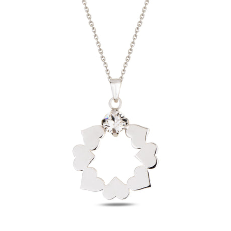 Sparkling Crystal Circle Necklace with Tiny Hearts - Elegant & Meaningful