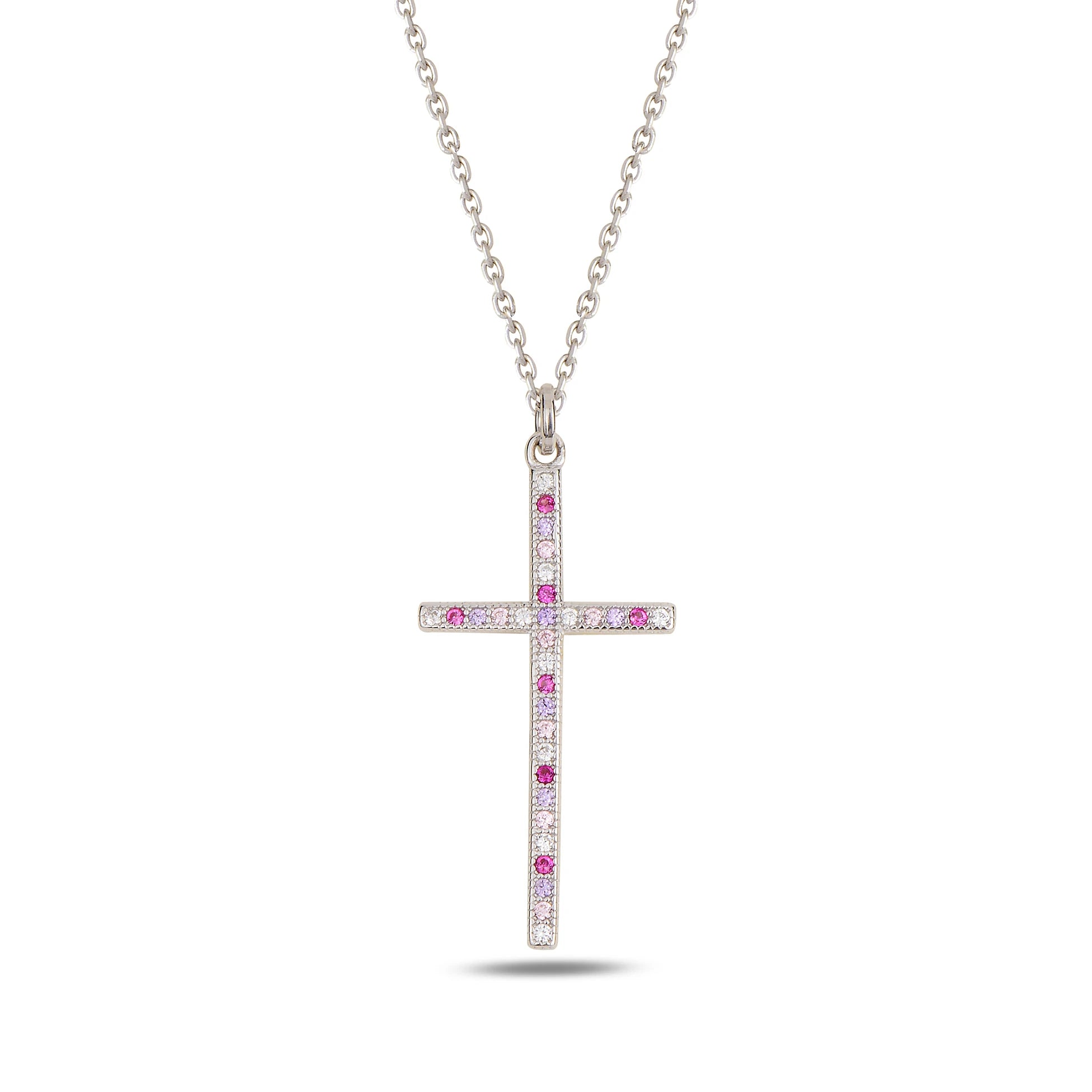 Sterlingsølv Minimalistisk Kors Halskæde - Bezel-sat Swarovski