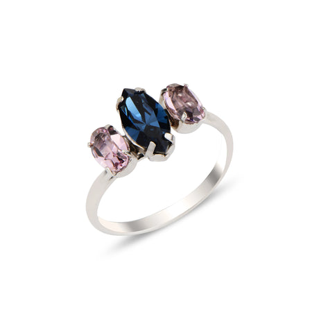 Rounded Elegance Trio Ring - Bold Oval Cut Stackable Design