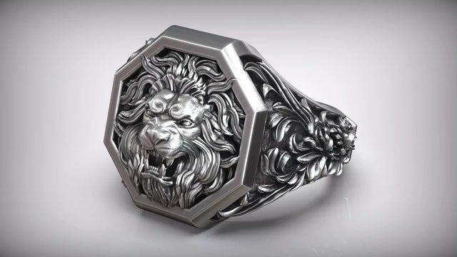 Exquisite Lion Head Baroque Seal Ring