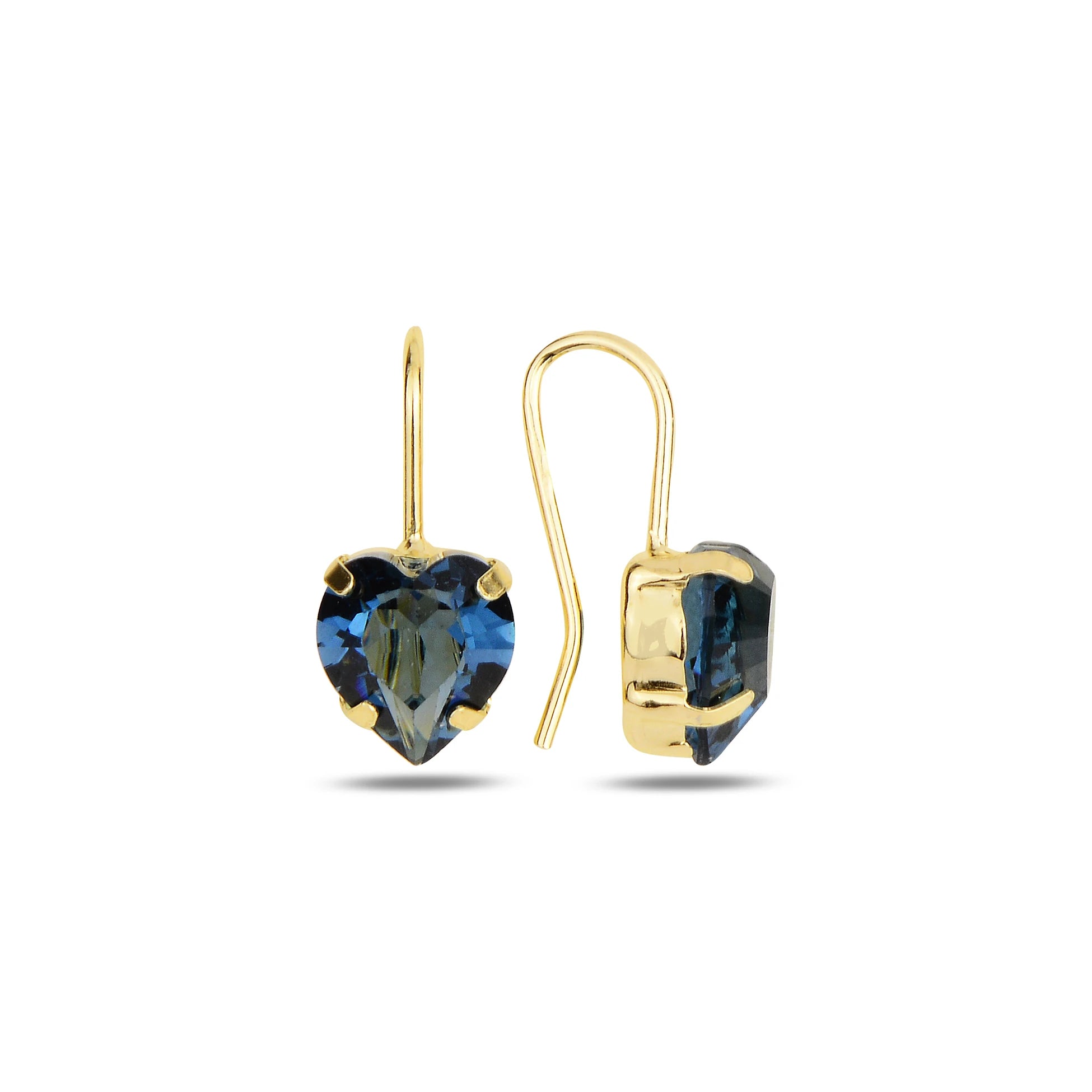 Yellow Gold Plated Sterling Silver Hook Earrings - Swarovski Crystal
