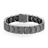 Sterling Silver Bracelet - Botanical Hand-Inlaid Leaf Design