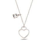 Sterling Silver Heart Solitaire Necklace - Sparkling CZ Pendant