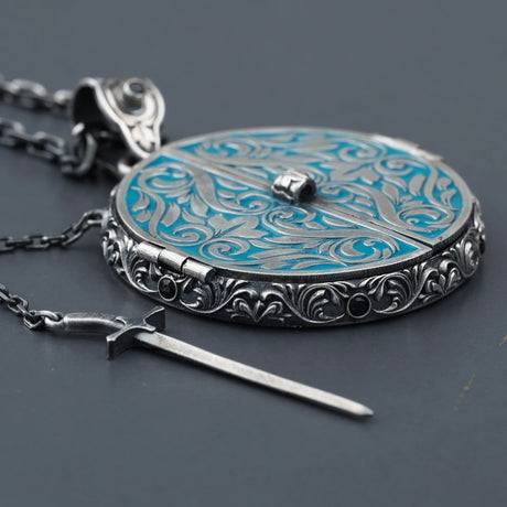 Sterling Silver Men's Necklace - Sheathed Sword Pendant