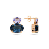 Náušnice ze stříbra 925 s krystaly Swarovski – pozlacené růžovým zlatem, dvojité