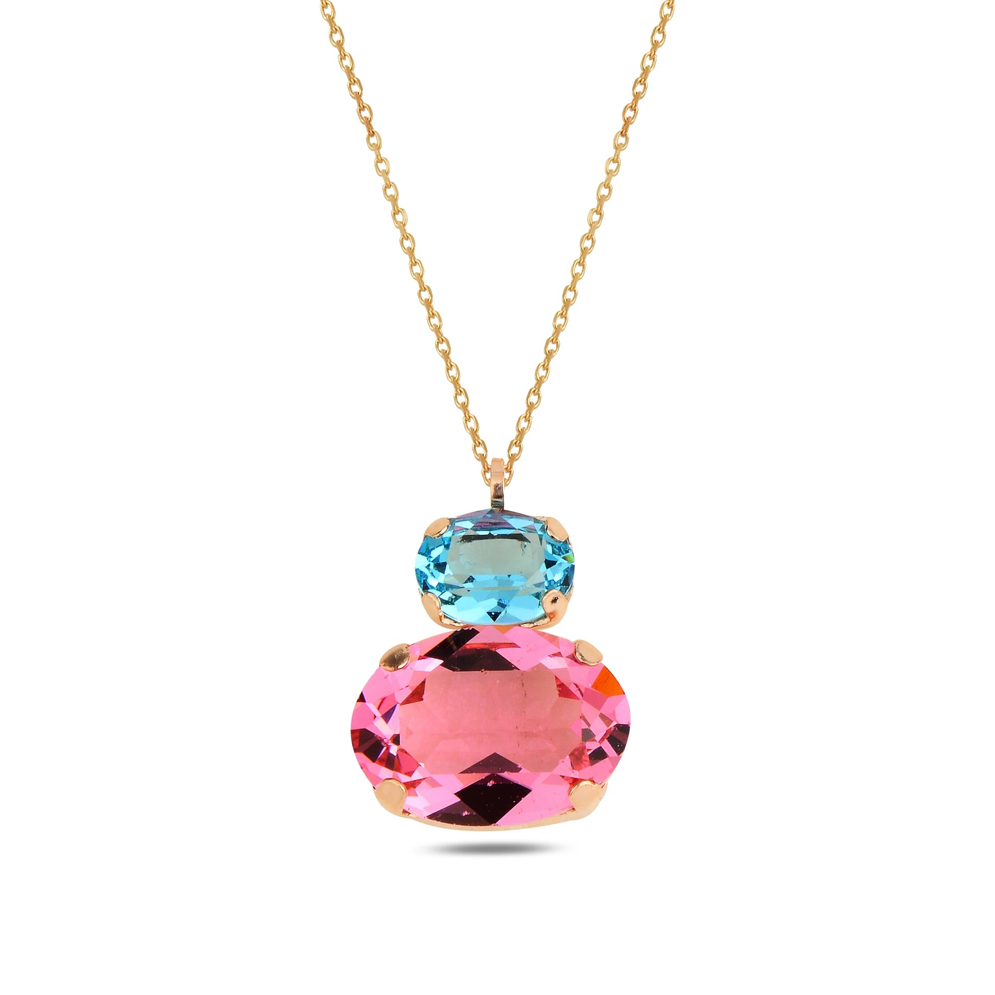 Náhrdelník ze stříbra 925 s růžovým zlatem - krystaly Swarovski s různým broušením