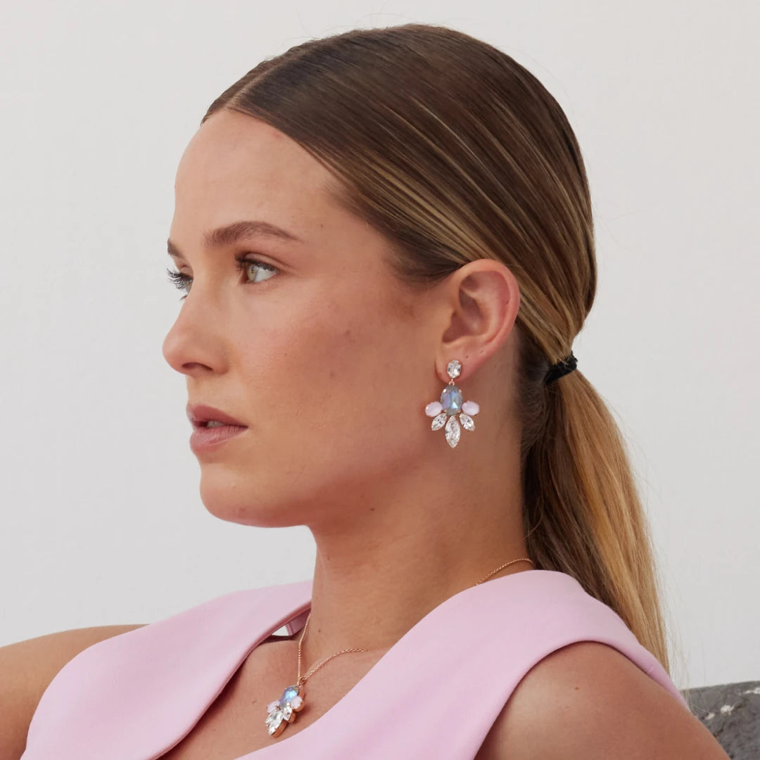 Swarovski Crystal Sterling Silver Drop Earrings - Floral Bloom