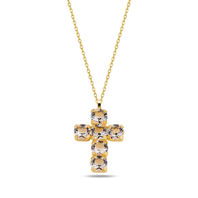 Sterling Silver Swarovski Crystal Cross Necklace - Minimalist Sparkle
