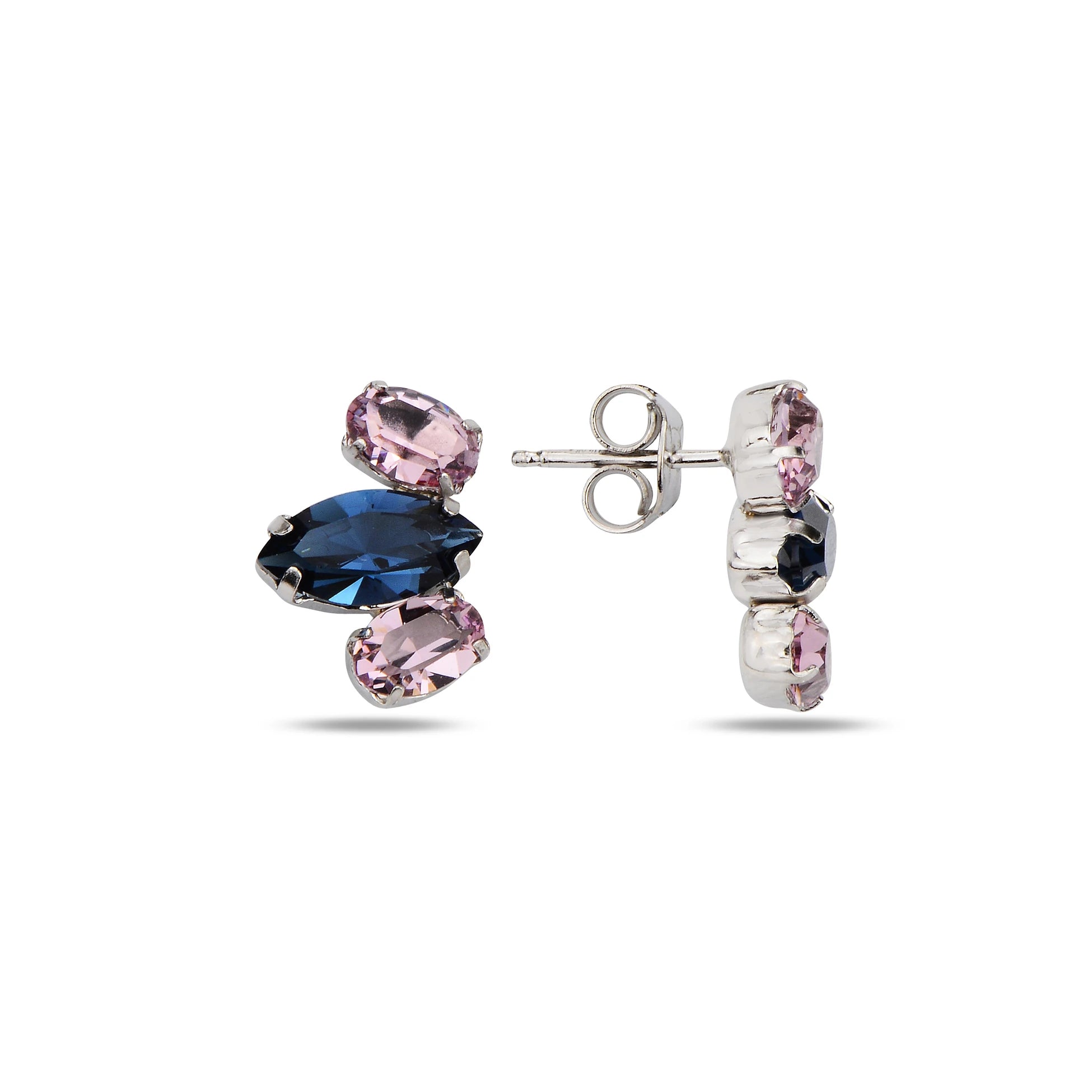 Náušnice z ryzího stříbra s markýzovým krystalem Swarovski - Neptune